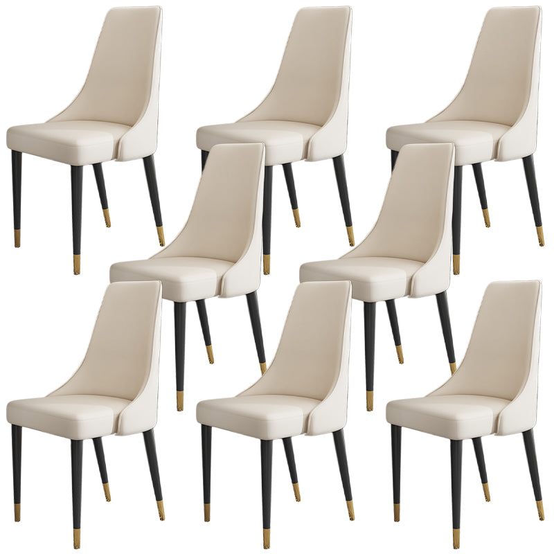 Glam Faux Leather Dining Chair Parsons Chair in Matte Finish for Kitchen