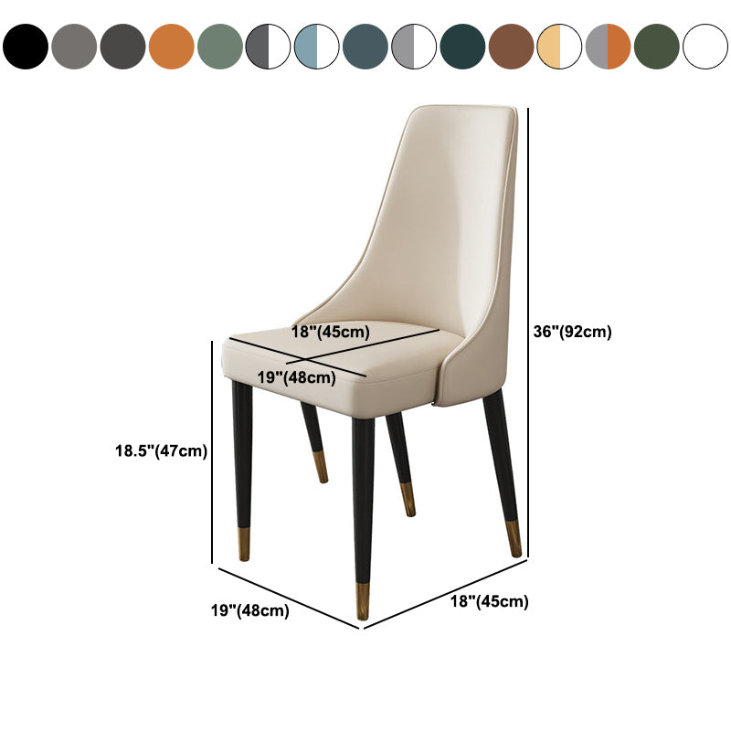 Glam Faux Leather Dining Chair Parsons Chair in Matte Finish for Kitchen