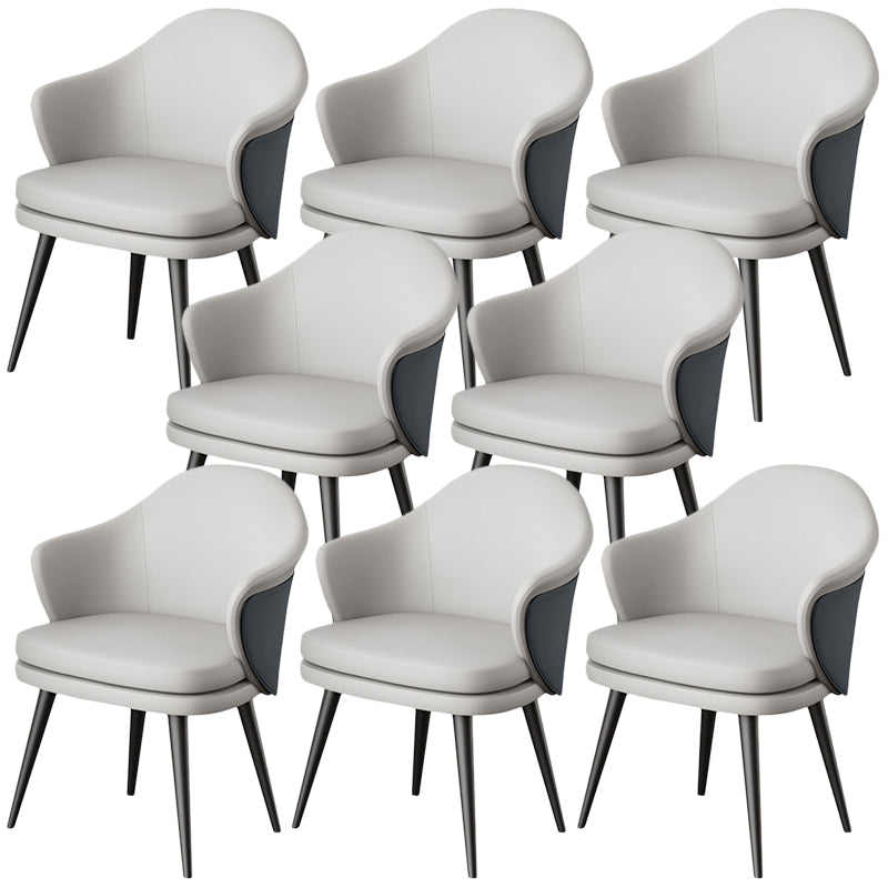 Glam Faux Leather Dining Chair Wingback Side Chair in Matte Finish