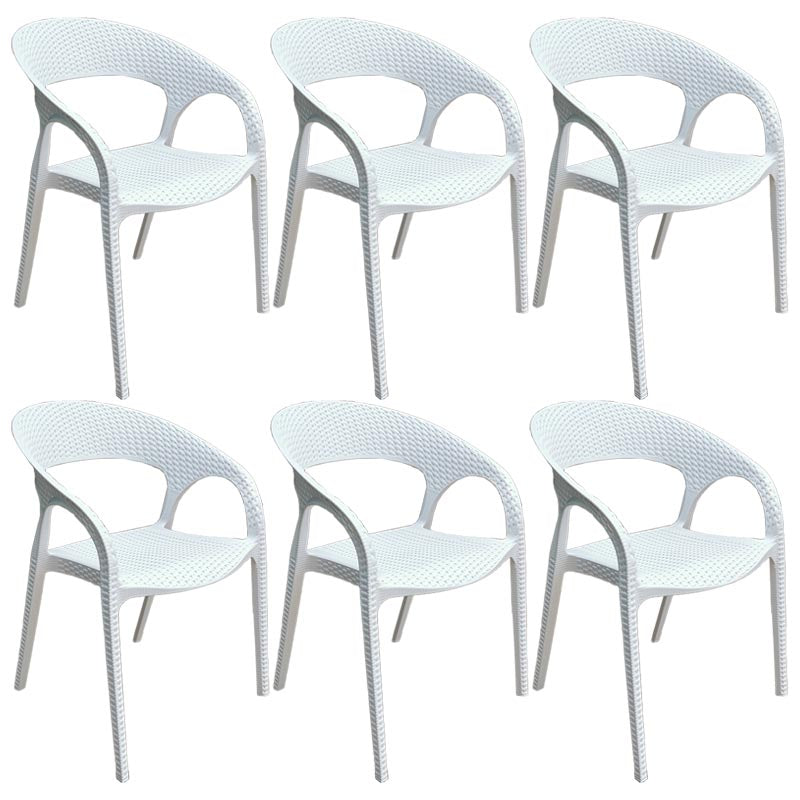 Modern Outdoor Dining Chair Open Back Plastic Dining Armchair