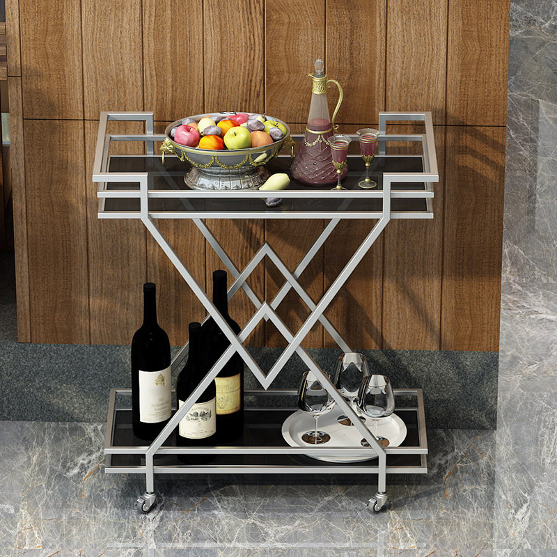 Rolling Contemporary Style Prep Table Metal Prep Table for Kitchen