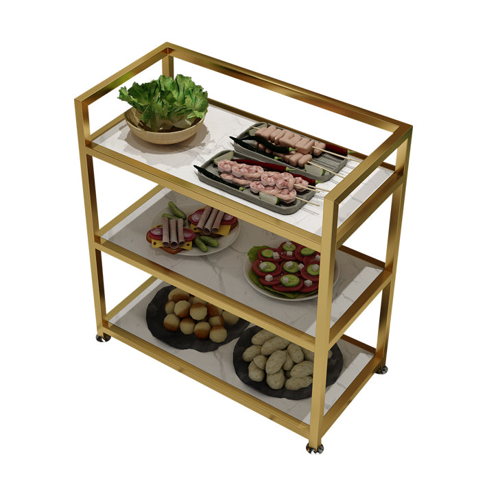 Modern 25.59"H Rolling Prep Table Metal Prep Table for Home Use