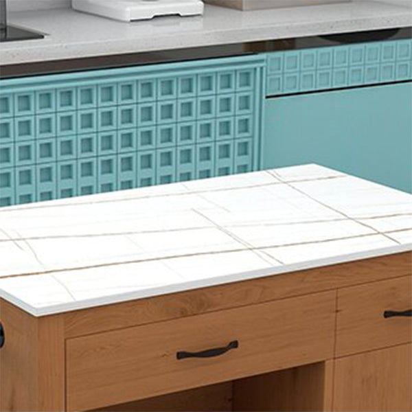 Modern Stationary Kitchen Island Table Wood Rectangular Kitchen Island Table with Drawer