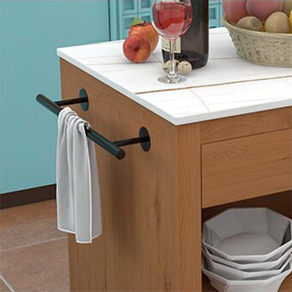 Modern Stationary Kitchen Island Table Wood Rectangular Kitchen Island Table with Drawer