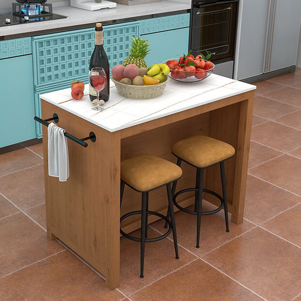 Modern Stationary Kitchen Island Table Wood Rectangular Kitchen Island Table with Drawer