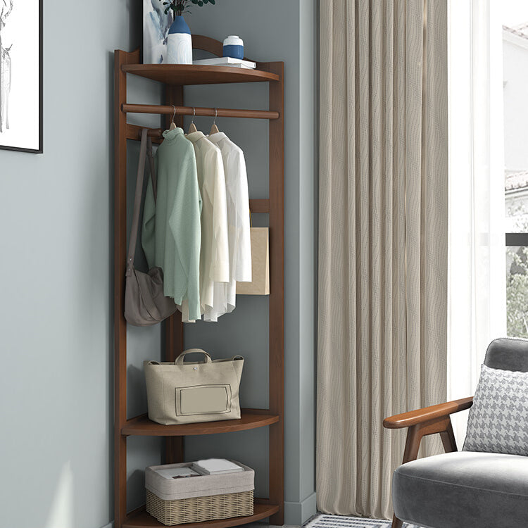 Modern Style Open Armoire Pine Wood Cabinet with Clothing Rod