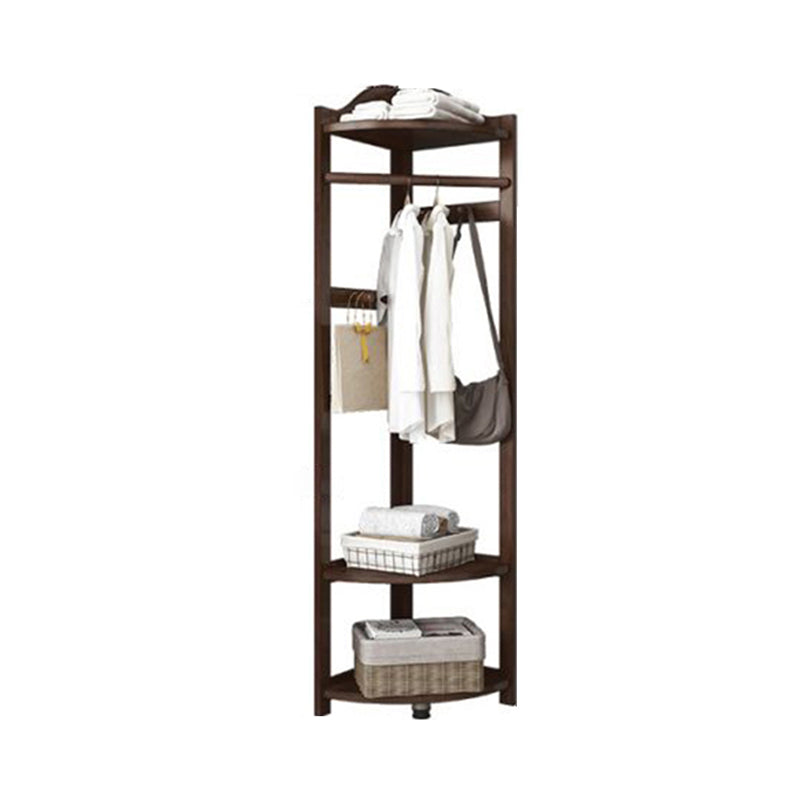 Modern Style Open Armoire Pine Wood Cabinet with Clothing Rod