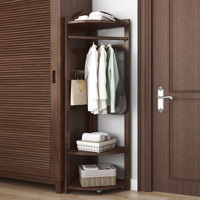Modern Style Open Armoire Pine Wood Cabinet with Clothing Rod