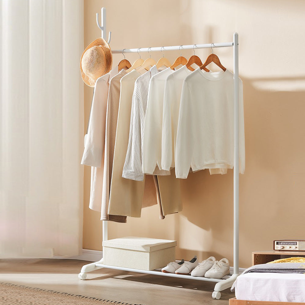 Stainless Steel Open Armoire Contemporary Style Cabinet with Clothing Rod