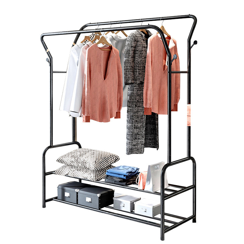 Contemporary Metal Open Armoire Black and White Cabinet with Caster Wheels