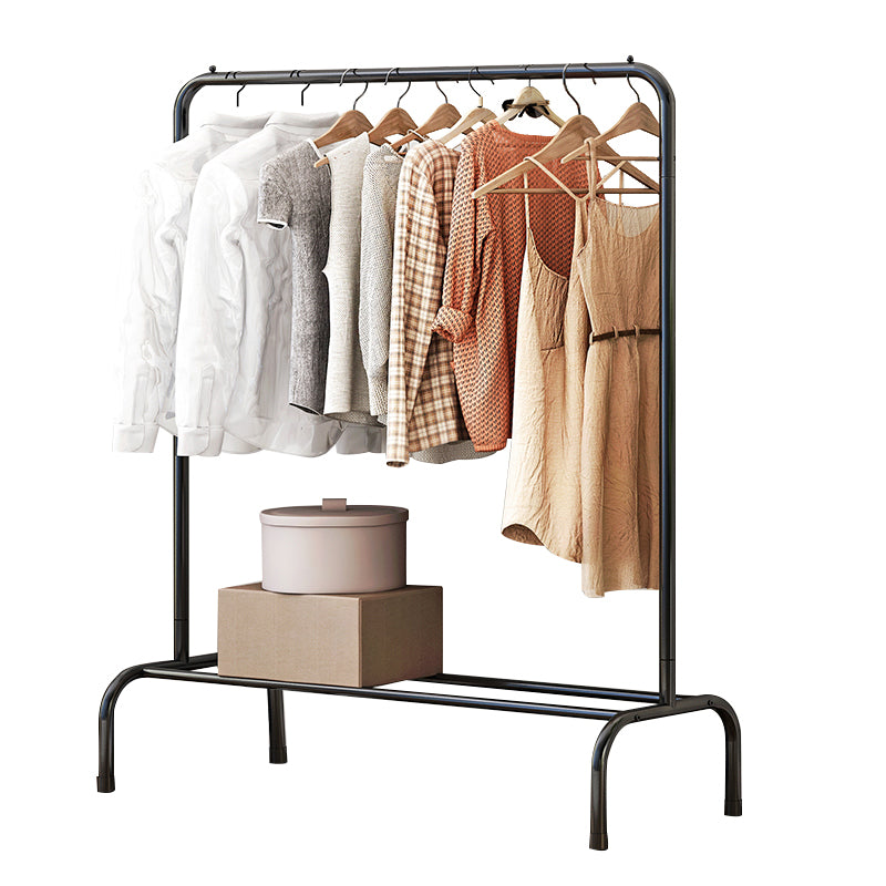 Contemporary Metal Open Armoire Black and White Cabinet with Caster Wheels