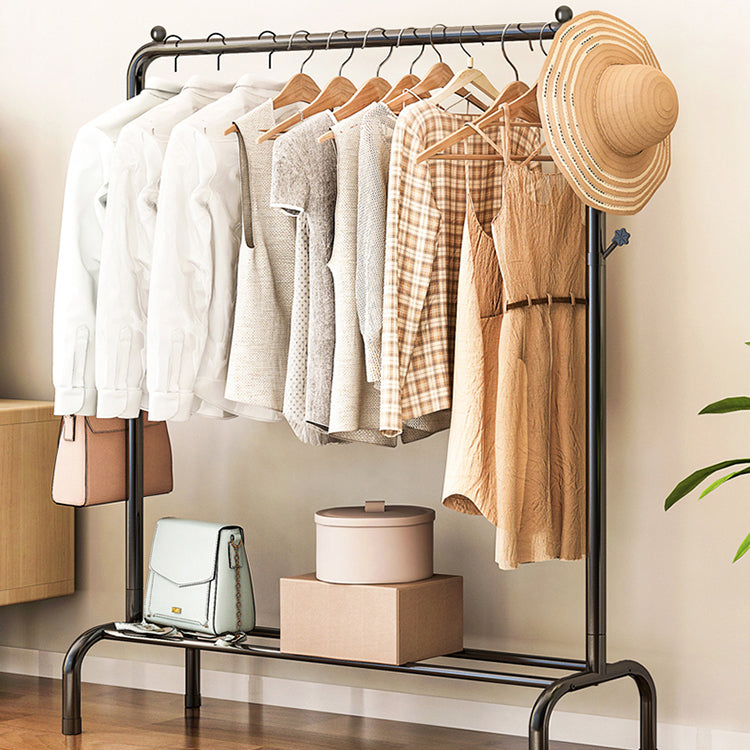 Contemporary Metal Open Armoire Black and White Cabinet with Caster Wheels