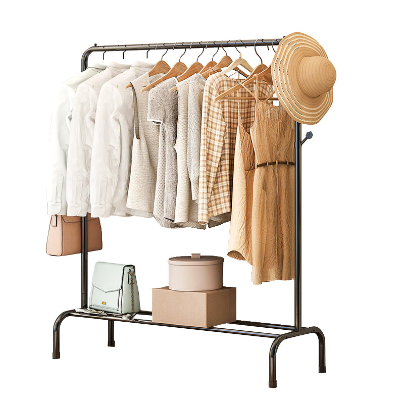 Contemporary Metal Open Armoire Black and White Cabinet with Caster Wheels