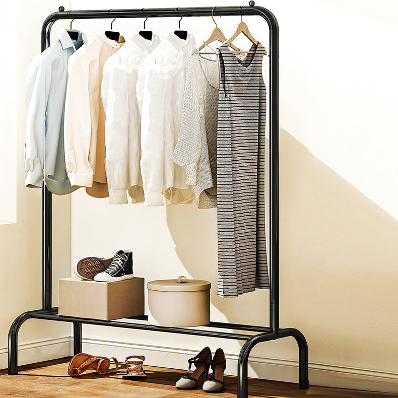 Contemporary Metal Open Armoire Black and White Cabinet with Caster Wheels