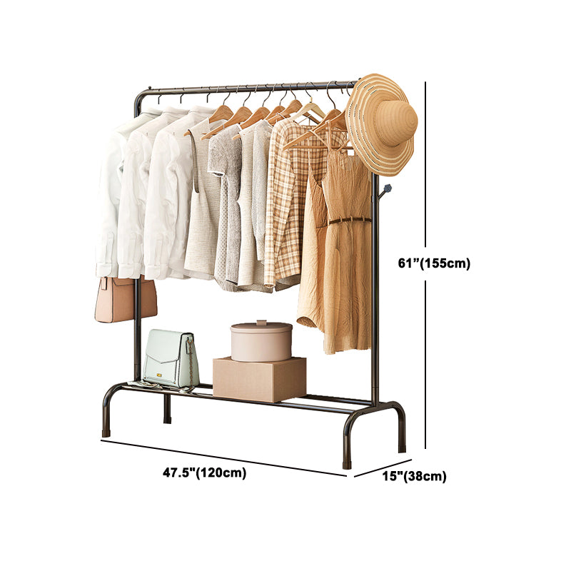 Contemporary Metal Open Armoire Black and White Cabinet with Caster Wheels