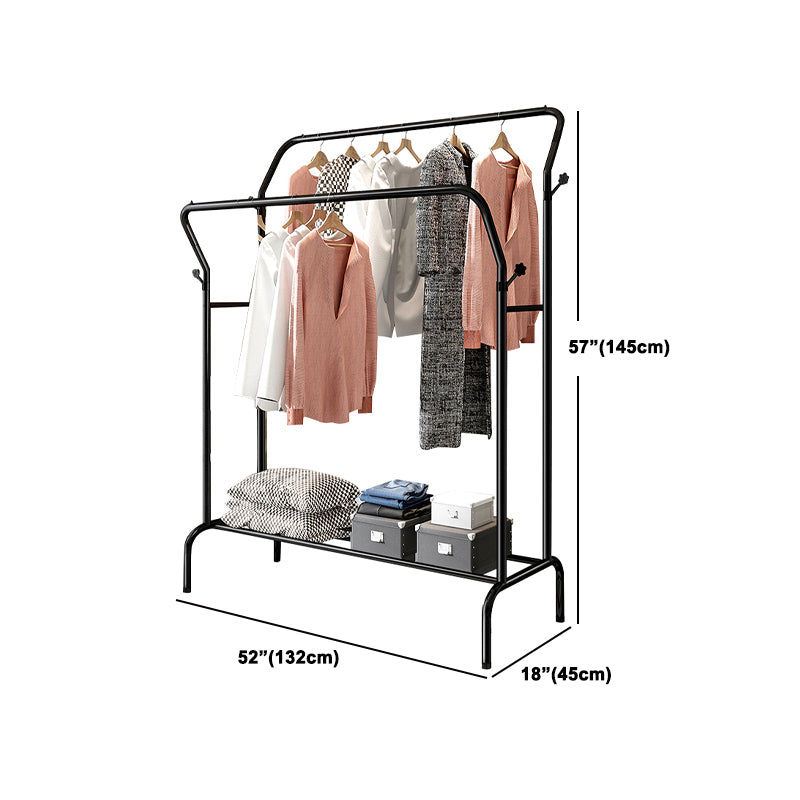 Contemporary Metal Open Armoire Black and White Cabinet with Caster Wheels