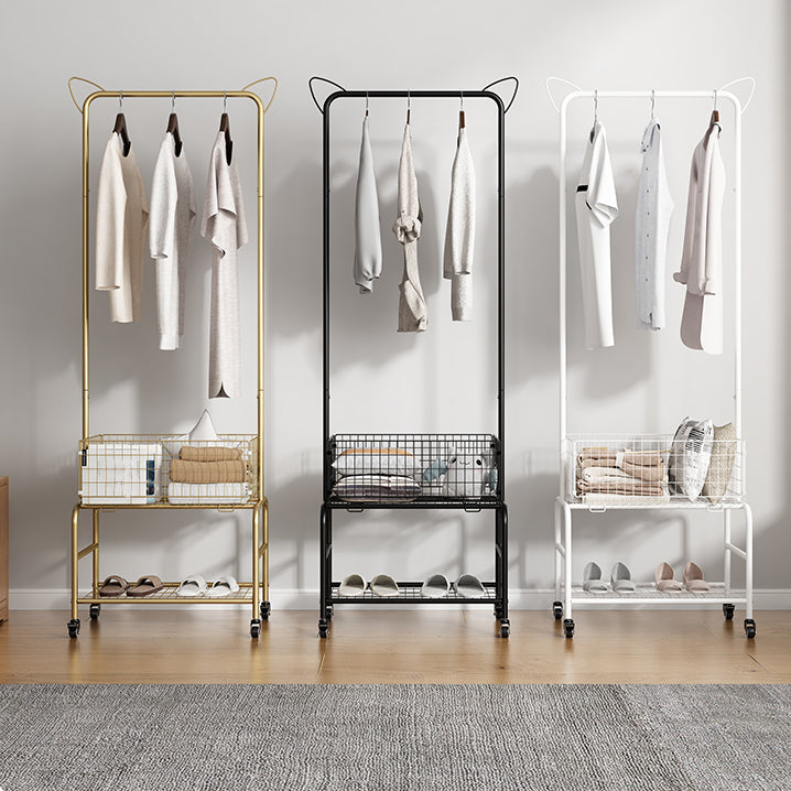 Contemporary Style Wardrobe Metal Open Wardrobe with Wheels for Home