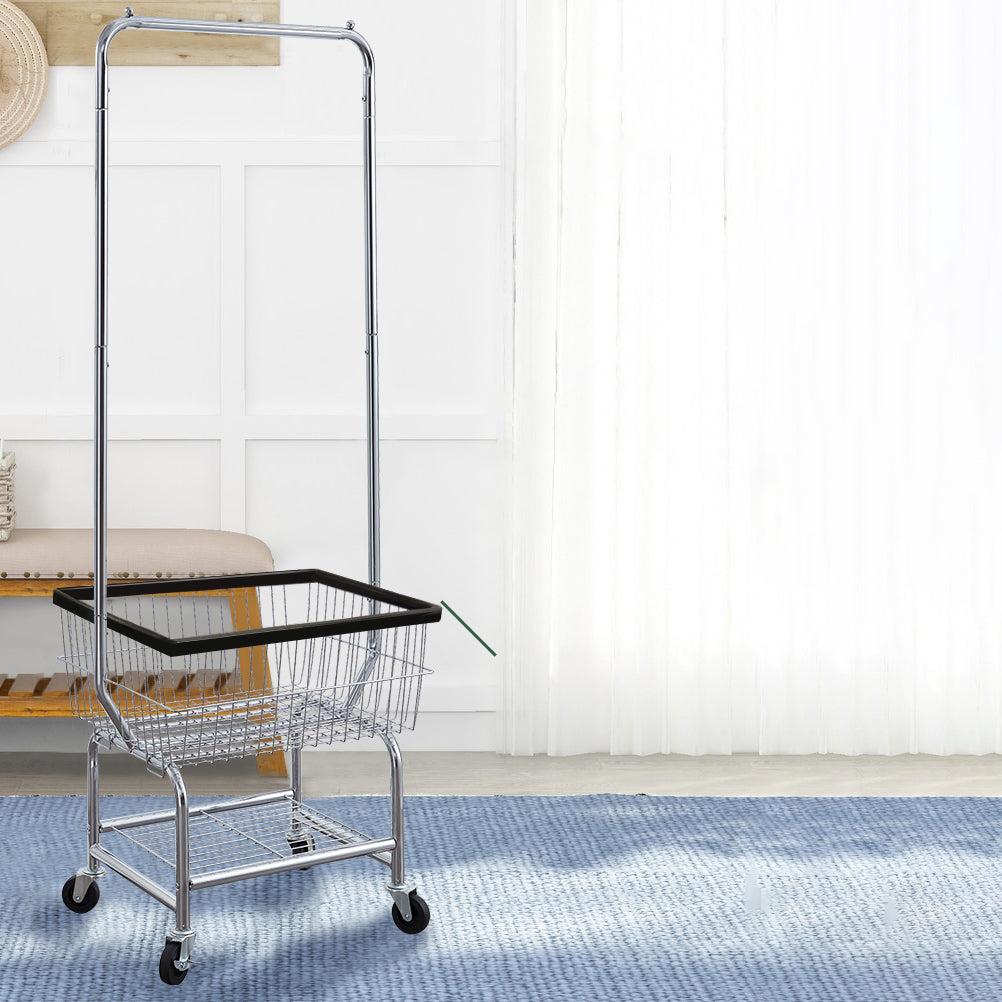 Contemporary Style Wardrobe Metal Open Wardrobe with Wheels for Home