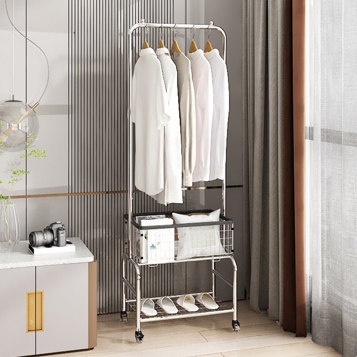 Contemporary Style Wardrobe Metal Open Wardrobe with Wheels for Home