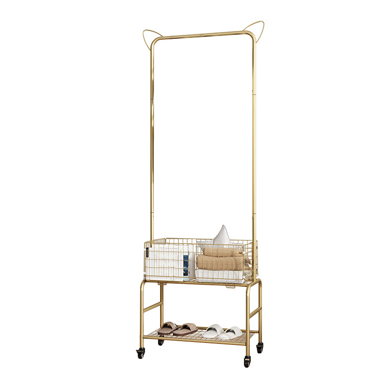 Contemporary Style Wardrobe Metal Open Wardrobe with Wheels for Home