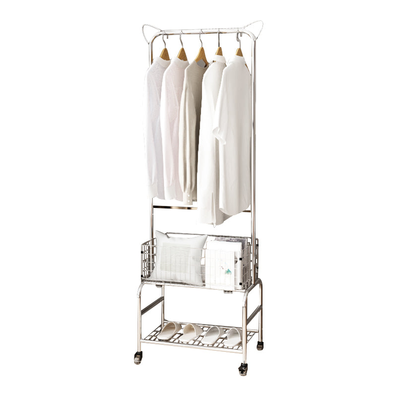 Contemporary Style Wardrobe Metal Open Wardrobe with Wheels for Home
