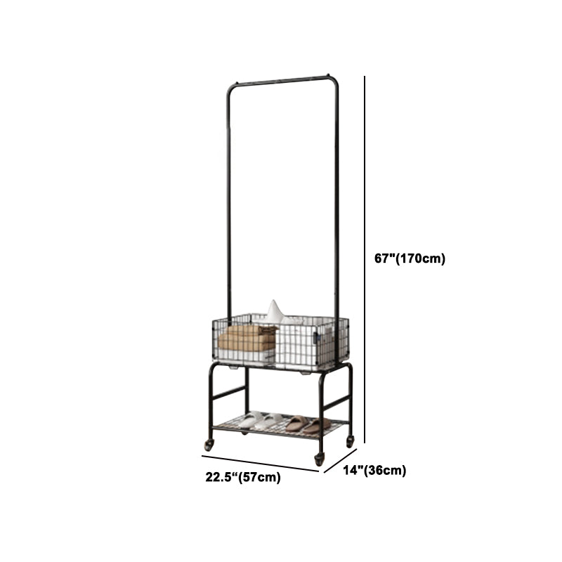 Contemporary Style Wardrobe Metal Open Wardrobe with Wheels for Home