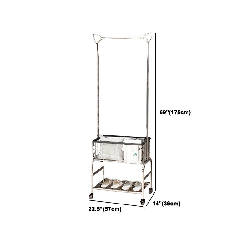 Contemporary Style Wardrobe Metal Open Wardrobe with Wheels for Home
