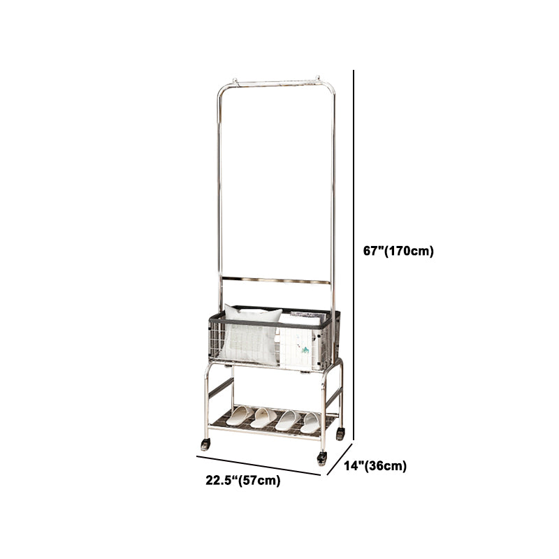 Contemporary Style Wardrobe Metal Open Wardrobe with Wheels for Home