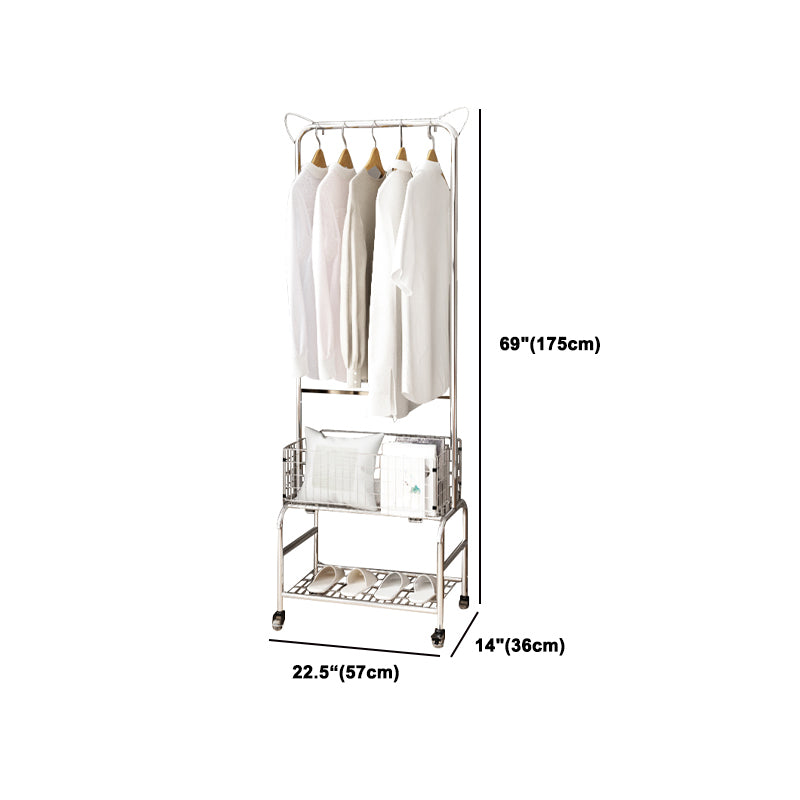 Contemporary Style Wardrobe Metal Open Wardrobe with Wheels for Home