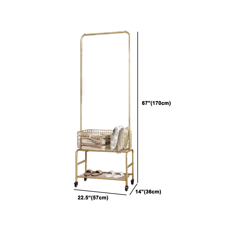 Contemporary Style Wardrobe Metal Open Wardrobe with Wheels for Home