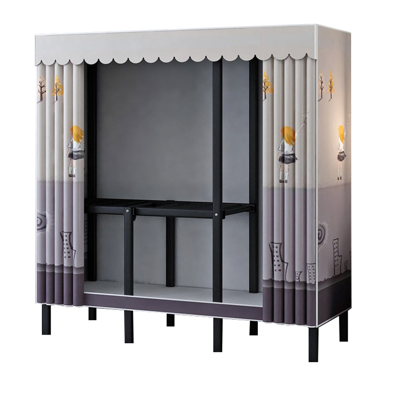 Industrial Wardrobe Armoire Black Storage Cabinet for Bedroom
