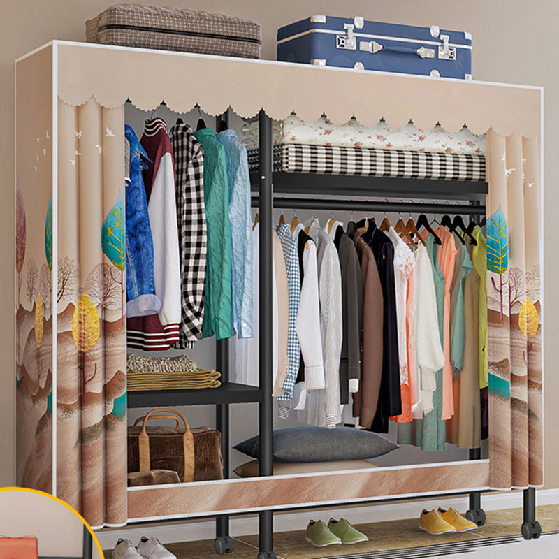 Steel Frame Wardrobe Armoire Contemporary Style Wardrobe Cabinet for Home