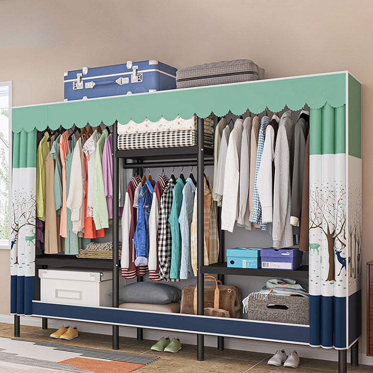 Steel Frame Wardrobe Armoire Contemporary Style Wardrobe Cabinet for Home