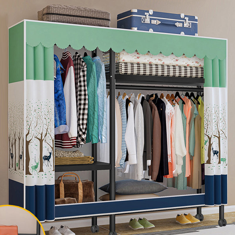 Steel Frame Wardrobe Armoire Contemporary Style Wardrobe Cabinet for Home