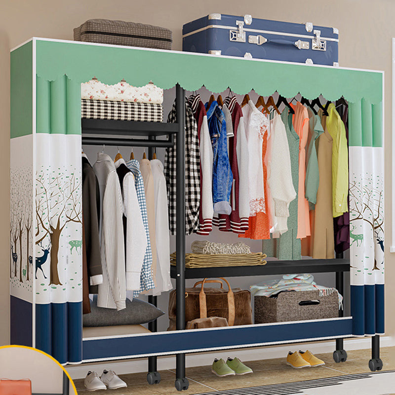 Steel Frame Wardrobe Armoire Contemporary Style Wardrobe Cabinet for Home