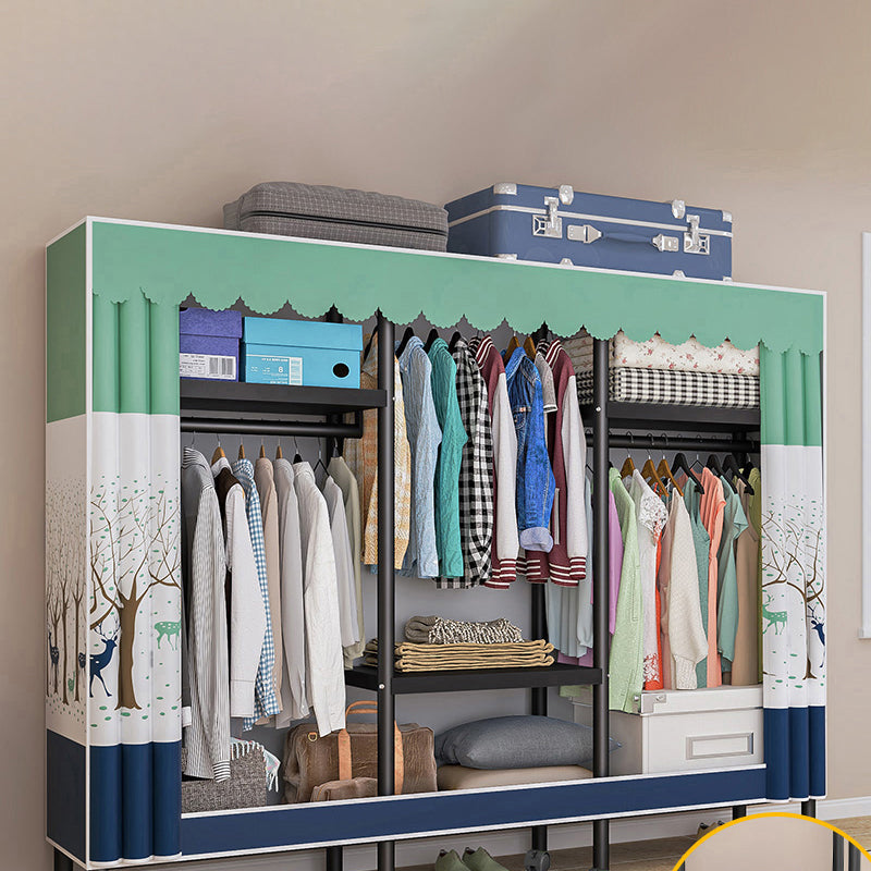 Steel Frame Wardrobe Armoire Contemporary Style Wardrobe Cabinet for Home