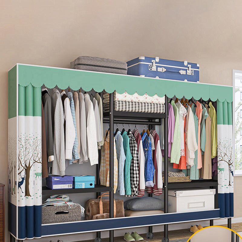 Steel Frame Wardrobe Armoire Contemporary Style Wardrobe Cabinet for Home