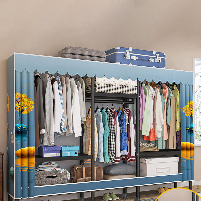 Steel Frame Wardrobe Armoire Contemporary Style Wardrobe Cabinet for Home