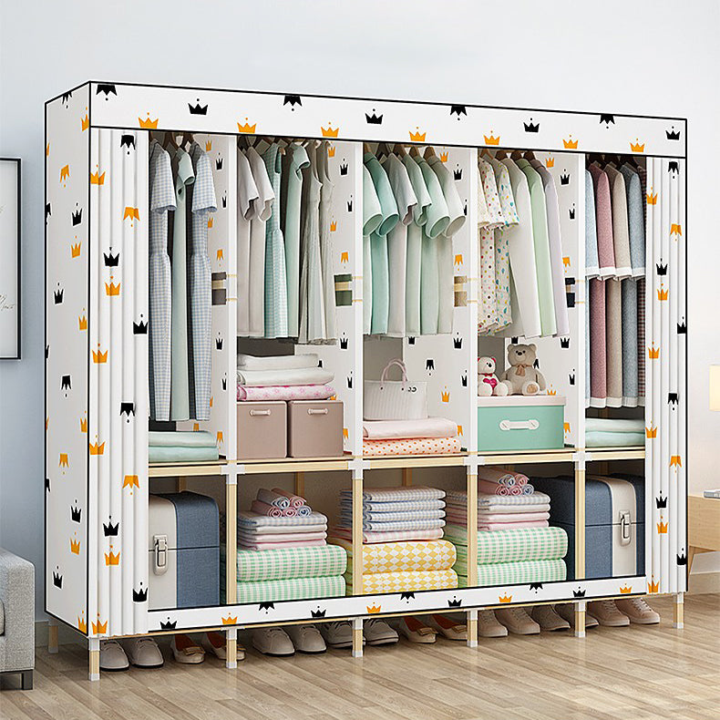 Walnut Wood Frame Wardrobe Armoire Contemporary Style Wardrobe Cabinet for Bedroom