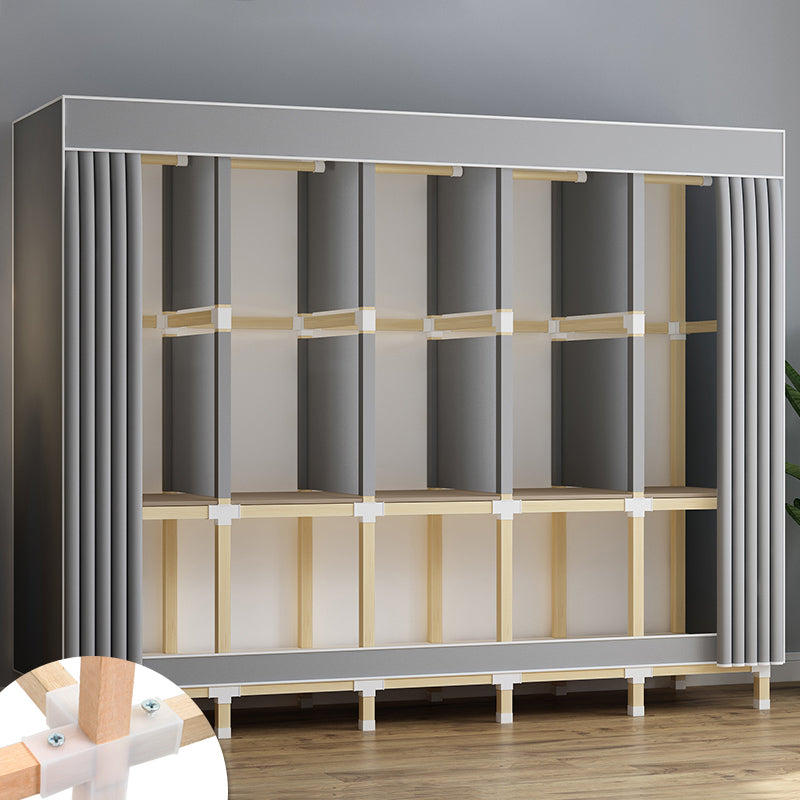 Walnut Wood Frame Wardrobe Armoire Contemporary Style Wardrobe Cabinet for Bedroom