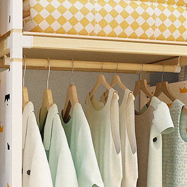 Walnut Wood Frame Wardrobe Armoire Contemporary Style Wardrobe Cabinet for Bedroom