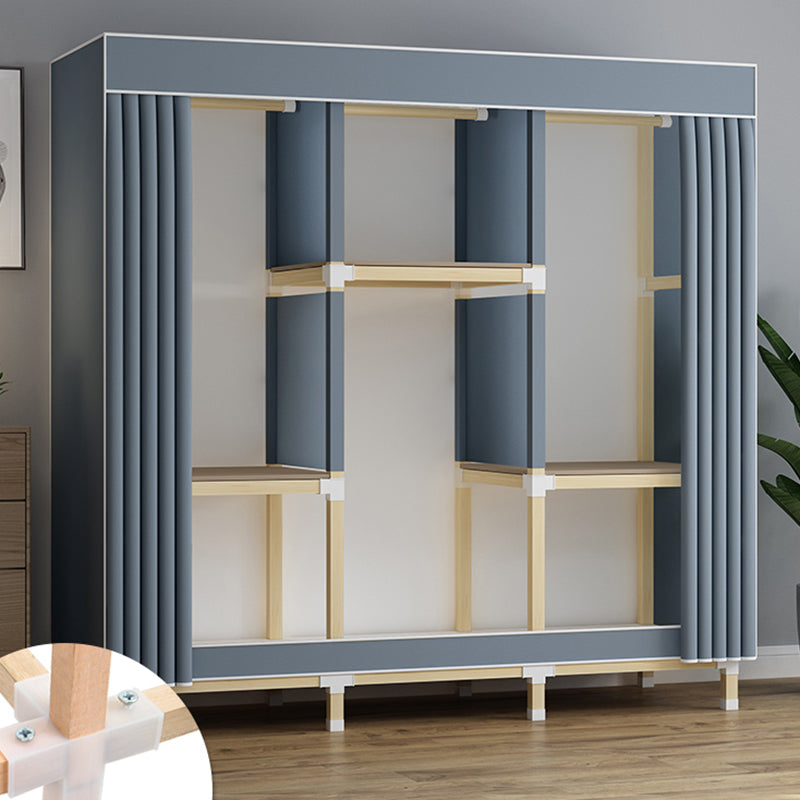 Walnut Wood Frame Wardrobe Armoire Contemporary Style Wardrobe Cabinet for Bedroom