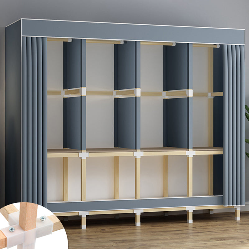 Walnut Wood Frame Wardrobe Armoire Contemporary Style Wardrobe Cabinet for Bedroom