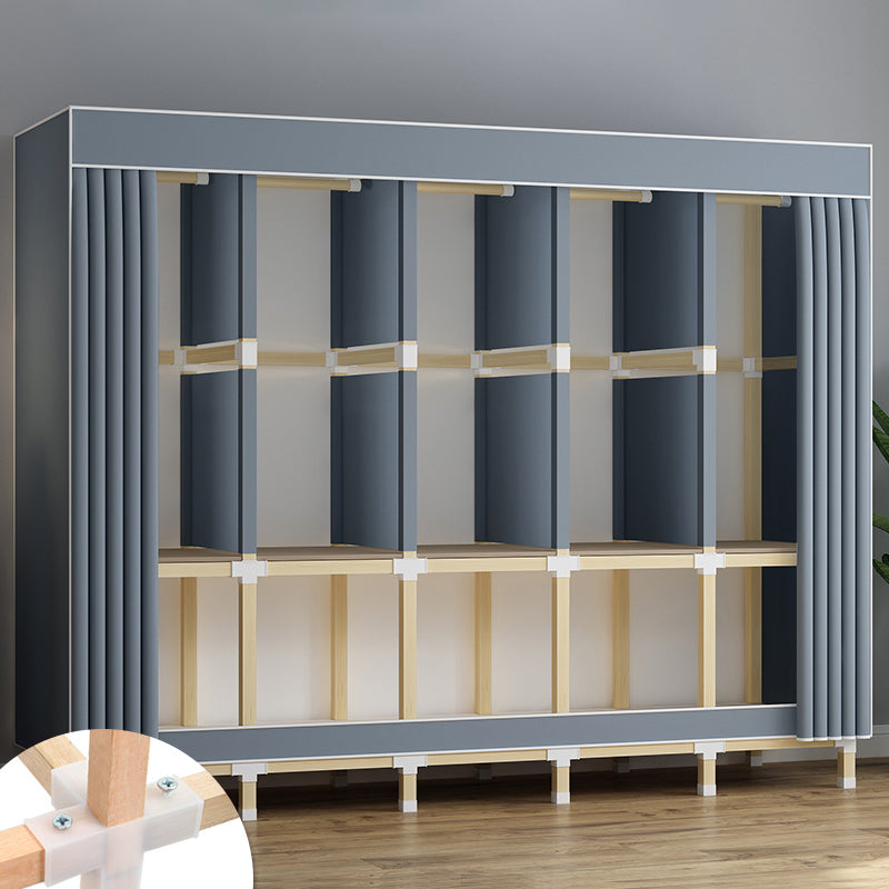 Walnut Wood Frame Wardrobe Armoire Contemporary Style Wardrobe Cabinet for Bedroom