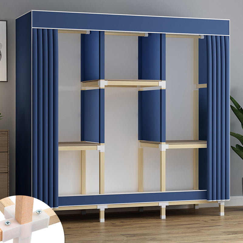 Walnut Wood Frame Wardrobe Armoire Contemporary Style Wardrobe Cabinet for Bedroom