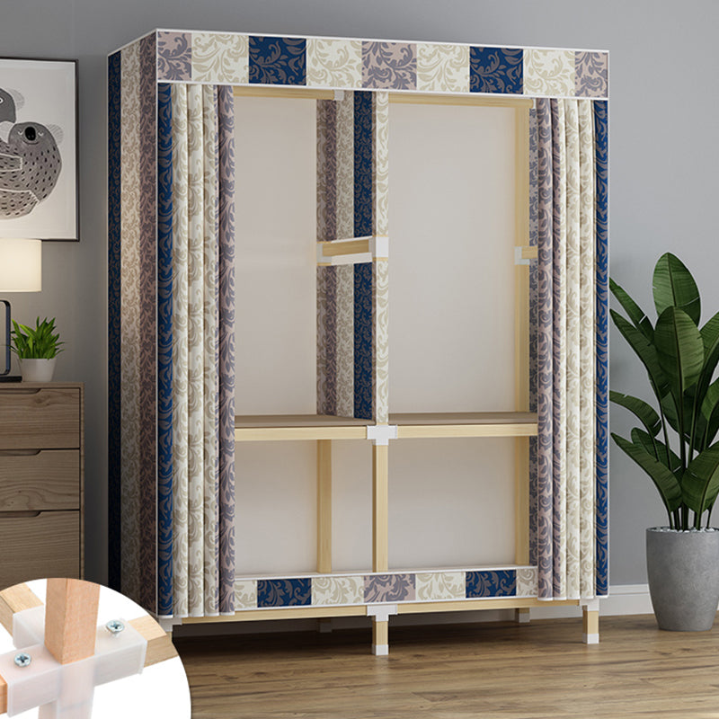 Walnut Wood Frame Wardrobe Armoire Contemporary Style Wardrobe Cabinet for Bedroom