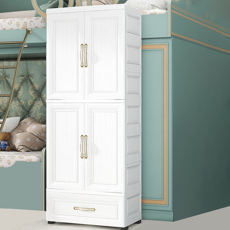 Beige and White Wardrobe Armoire Contemporary Style Plastic Wardrobe Cabinet