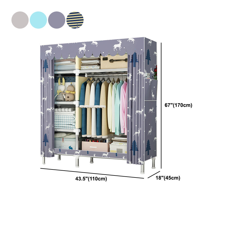 Contemporary Wardrobe Metal 1-Door Wardrobe Closet for Bedroom
