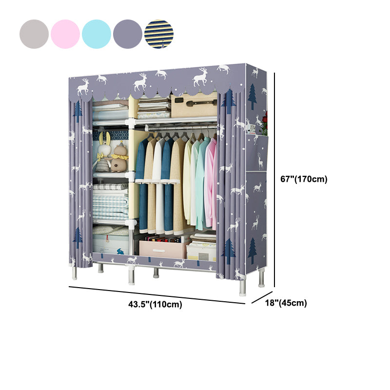 Contemporary Wardrobe Metal 1-Door Wardrobe Closet for Bedroom