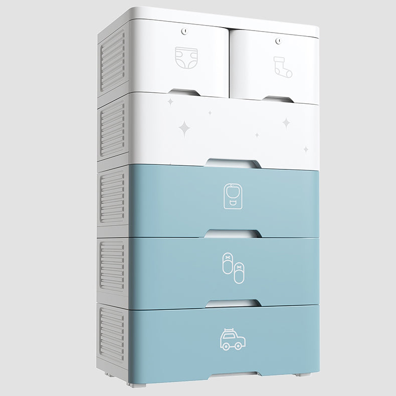 Contemporary Style Non-Hanging Armoire Plastic Storage Cabinet with Drawers